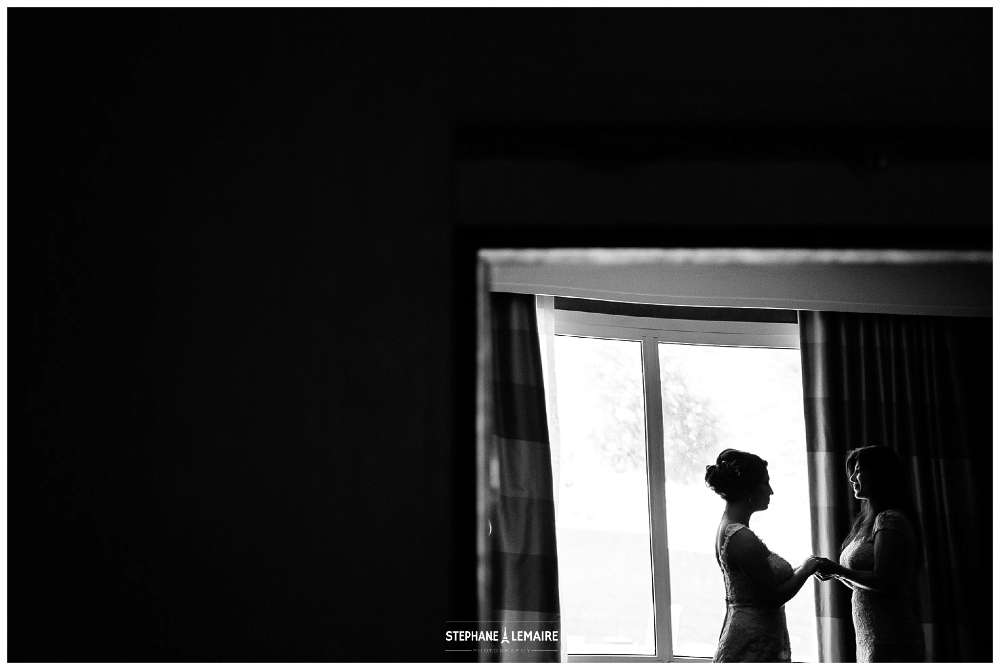 Getting Ready- Black and White portrait of Bride getting ready