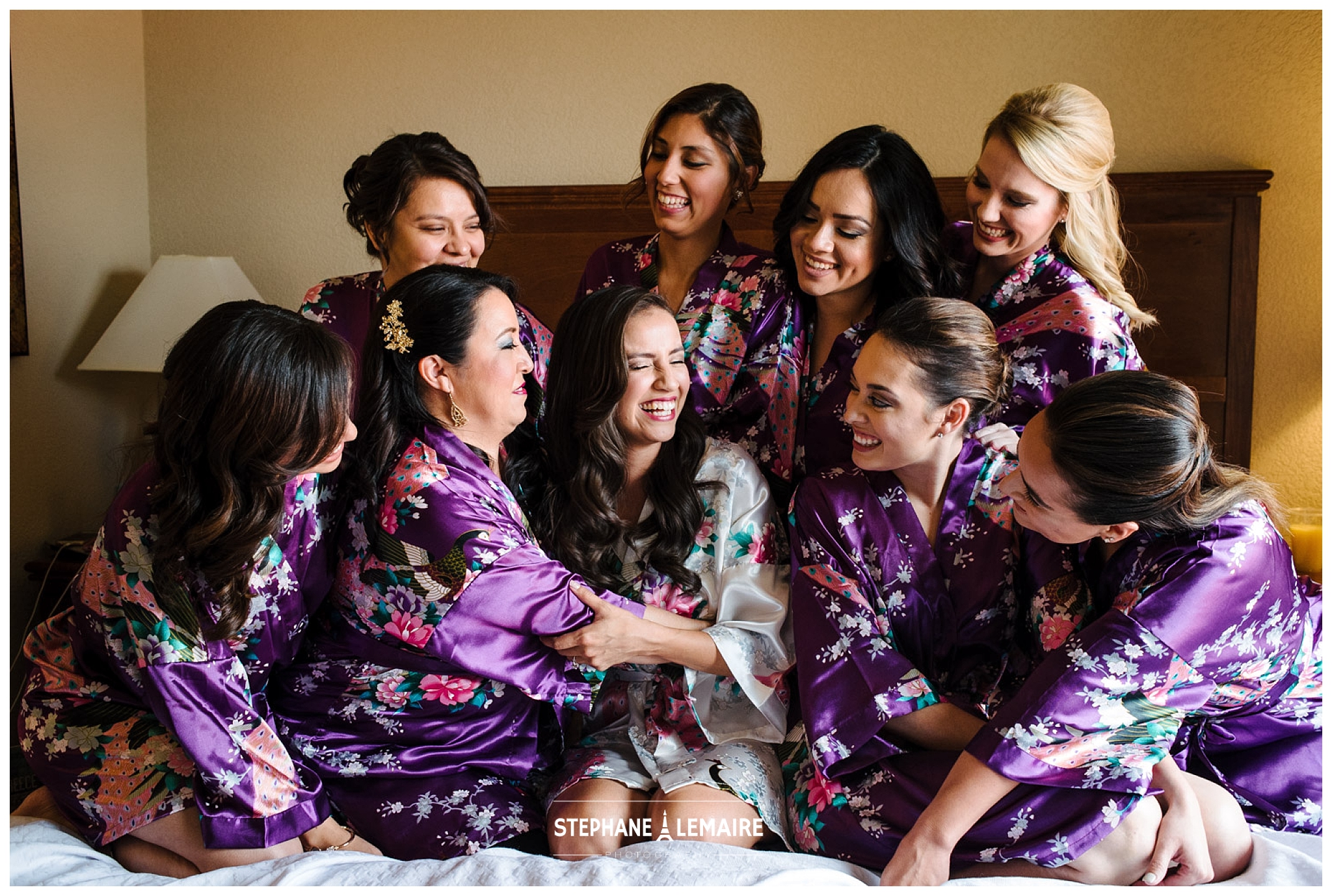  bridesmaids in silk robes