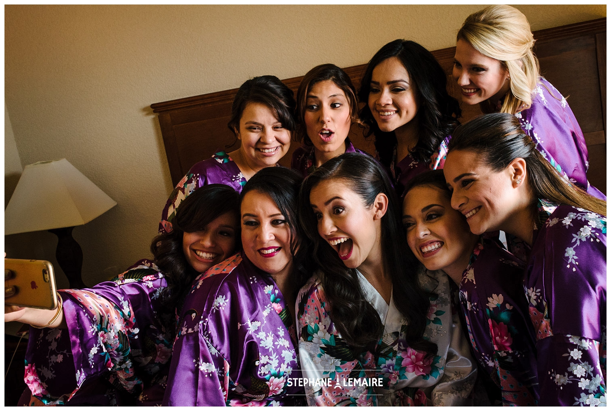  bridesmaids in silk robes