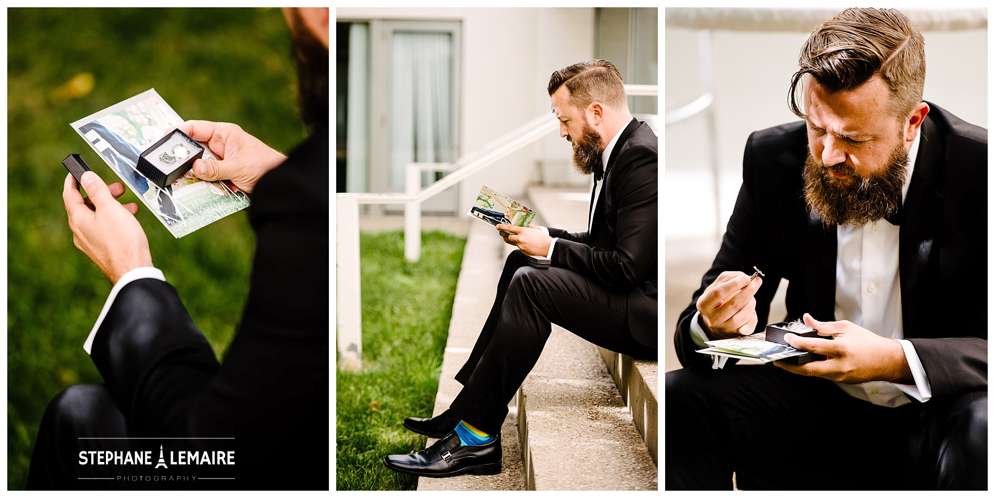 Groom reading note from future wife