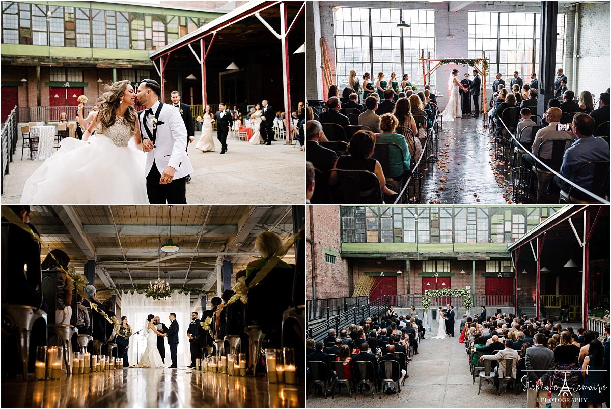 Wedding ceremony at Epic Railyard wedding venue in el paso texas by stephane lemaire photography