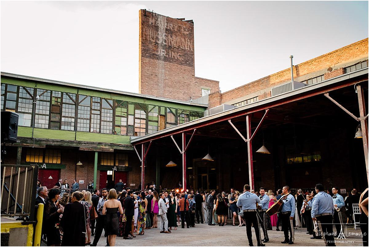 cocktail hour at Epic Railyard wedding venue in el paso texas by stephane lemaire photography