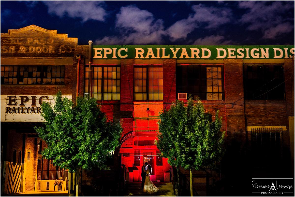 wedding photo at Epic Railyard wedding venue in el paso texas by stephane lemaire photography