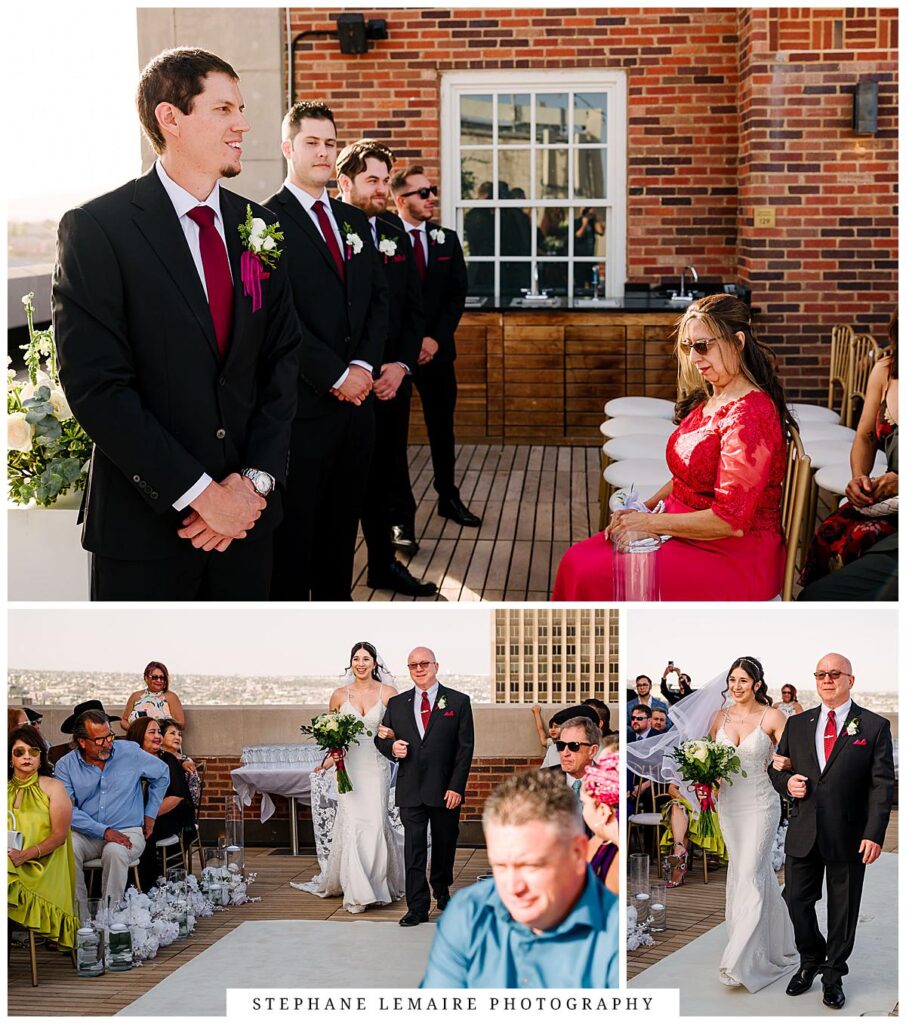 groom waiting for her bride on top of plaza hotel