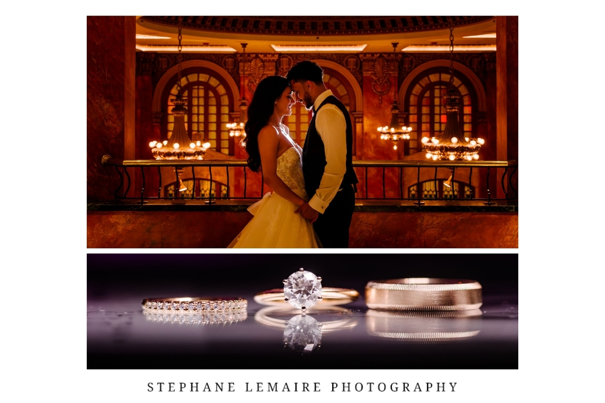 Bride and groom intimate portrait at dome bar at Hotel Paso Del Norte