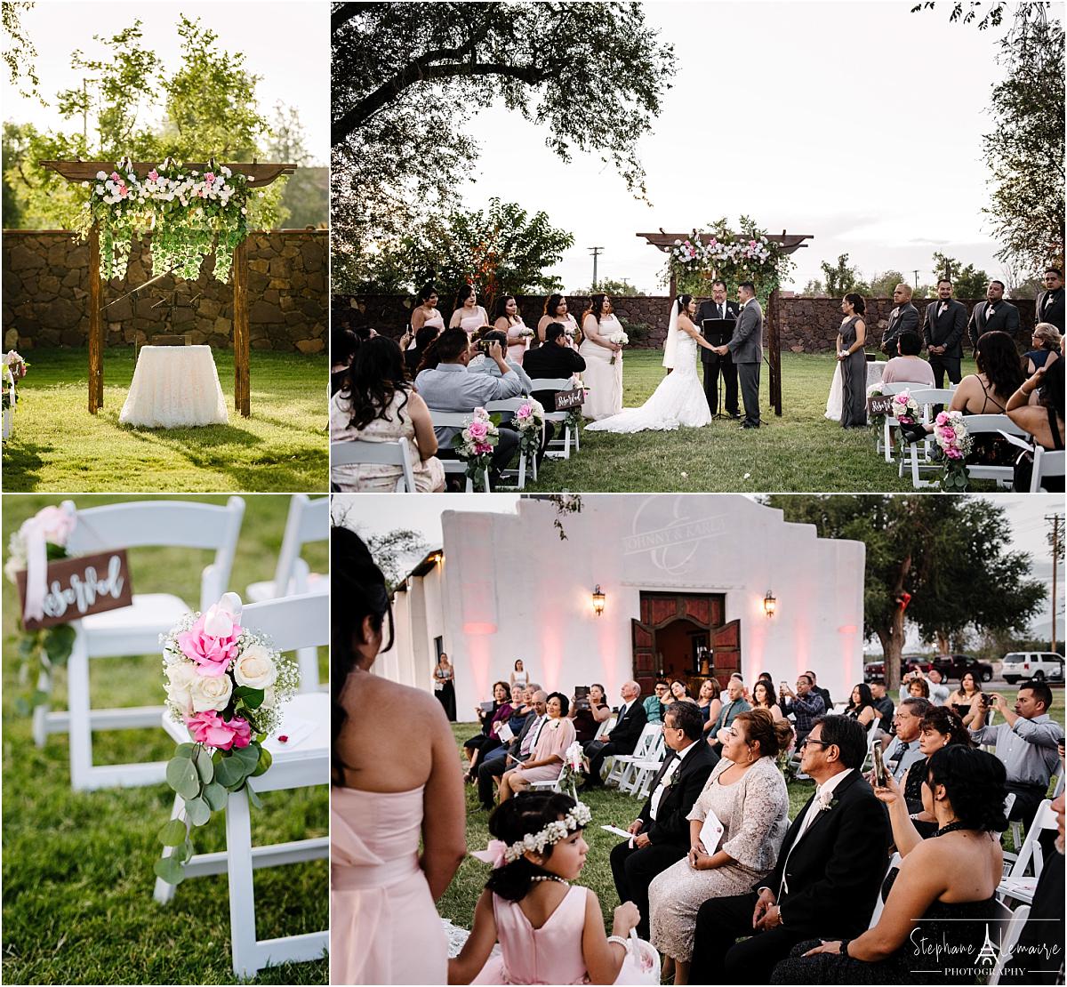 Wedding ceremony at Los Portales wedding venue in el paso texas by stephane lemaire photography