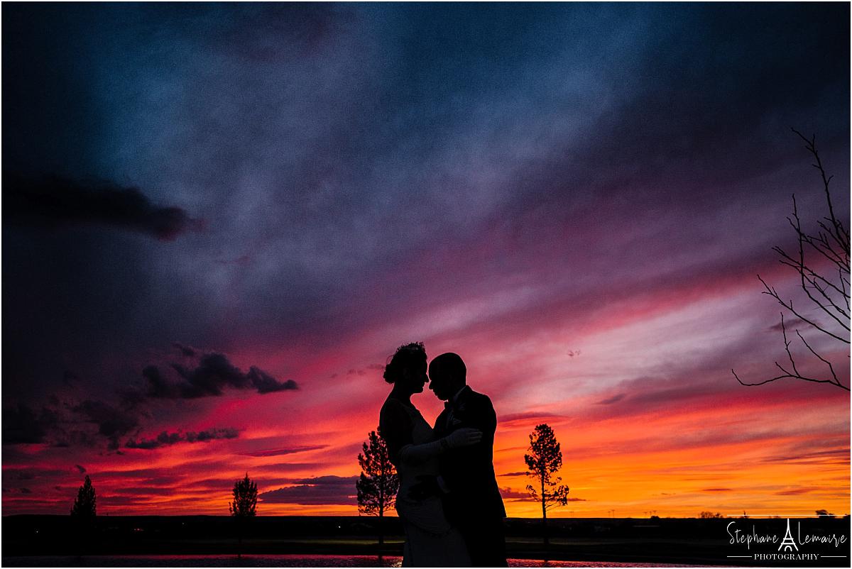 Grace Gardens sunset silhouette wedding portrait.
