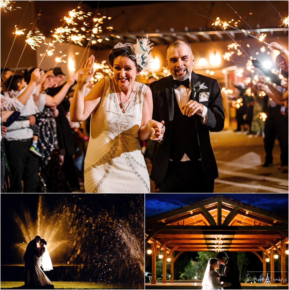Sparklers exit at Grace Gardens wedding venue in el paso texas by stephane lemaire photography