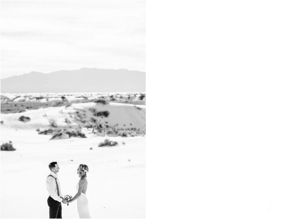 Bride and Groom at White Sands elopement photographed by Stephane Lemaire