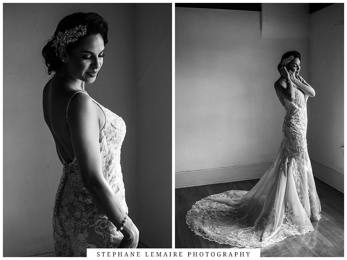 black and white bridal portrait at los portales